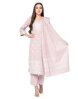 Chikankari Woven Cotton Lilac Dress Material