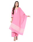 Chikankari Woven Cotton Pink Dress Material