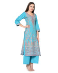 Cotton Kani Woven Blue Dress Material