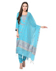 Cotton Kani Woven Blue Dress Material