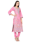 Cotton Kani Woven Pink Dress Material