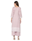 Chikankari Woven Cotton Lilac Dress Material