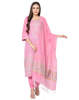 Cotton Kani Woven Pink Dress Material