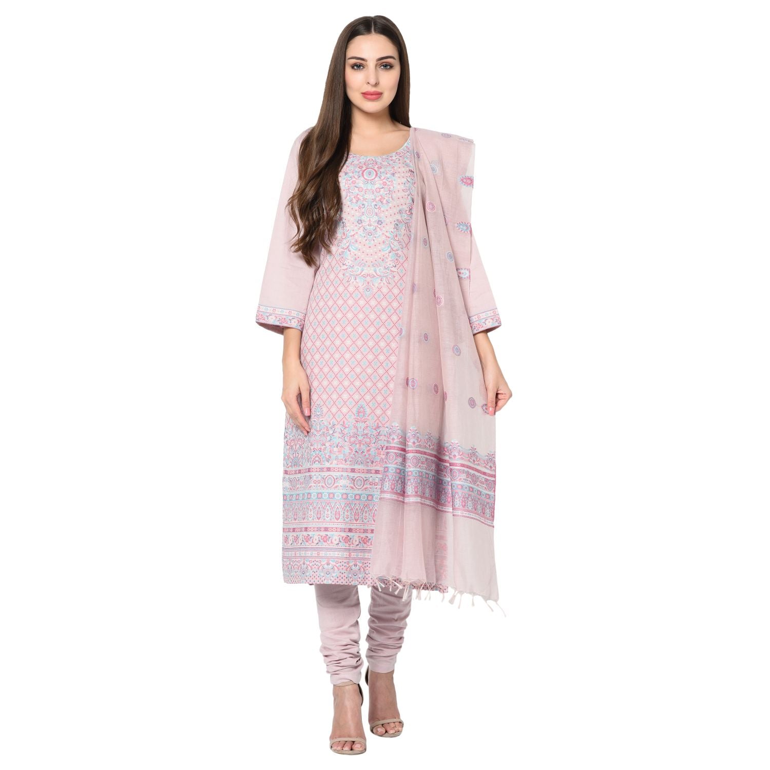 Cotton Kani Woven Lilac Dress Material