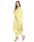 Chikankari Woven Cotton Lemon Dress Material