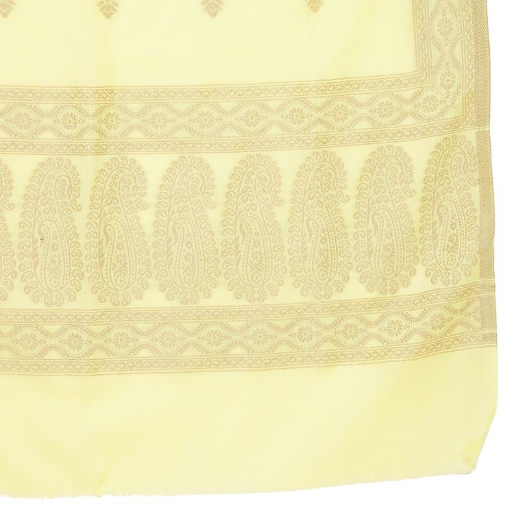 Chikankari Woven Cotton Lemon Dress Material