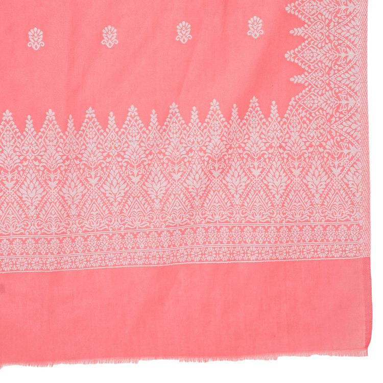 Chikankari Woven Cotton Peach Dress Material