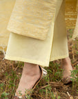 Cotton Silk Zari Woven Lemon Dress Material with Dupatta