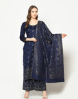 Kanthakari Acro Wool Blue Dress Material with Stole