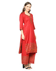 Acro Wool Red Dress Material with Stole