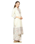 Acro Wool White Dress Material with Stole