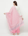WOMEN COTTON WOVEN PINK DESIGN UNSTITCHED DRESS MATERIAL WITH CONTRAST DUPATTA