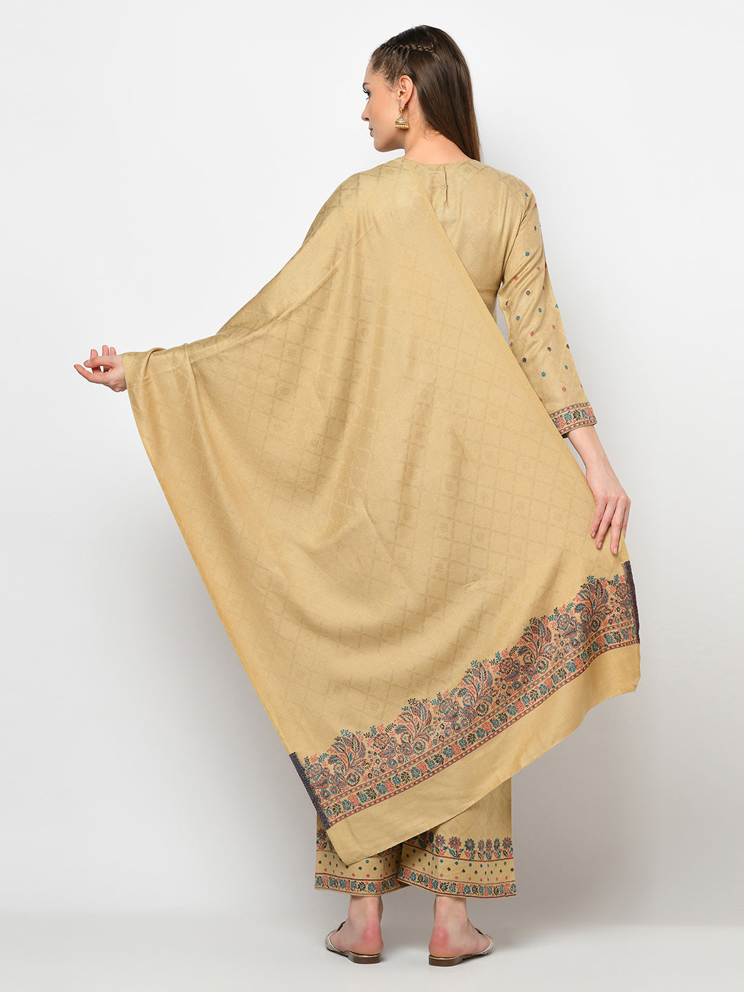 Acro Wool Camel Dress Material with Stole