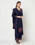 Acro Wool Blue Dress Material with Stole