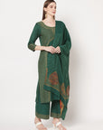 Acro Wool Green Dress Material with Stole