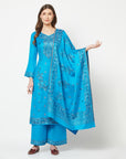 Acro Wool Sky Blue Dress Material with Stole