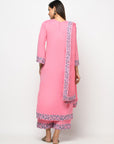 Cotton Kani Woven Pink Dress Material With 4 Side Patti Dupatta