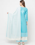 Safaa Women Cotton Woven Chikankari Design Unstitched Dress Material With Contrast Dupatta
