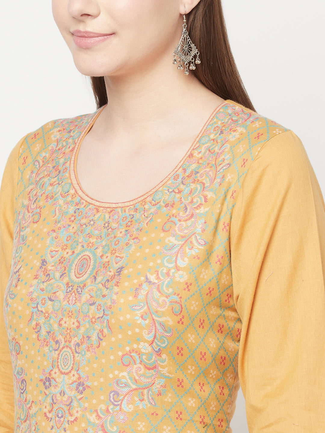 Safaa Women Cotton Woven Design Unstitched Dress Material With Chiffon Dupatta
