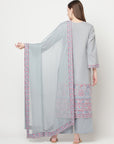 Safaa Women Cotton Woven Design Unstitched Dress Material With Chiffon Dupatta