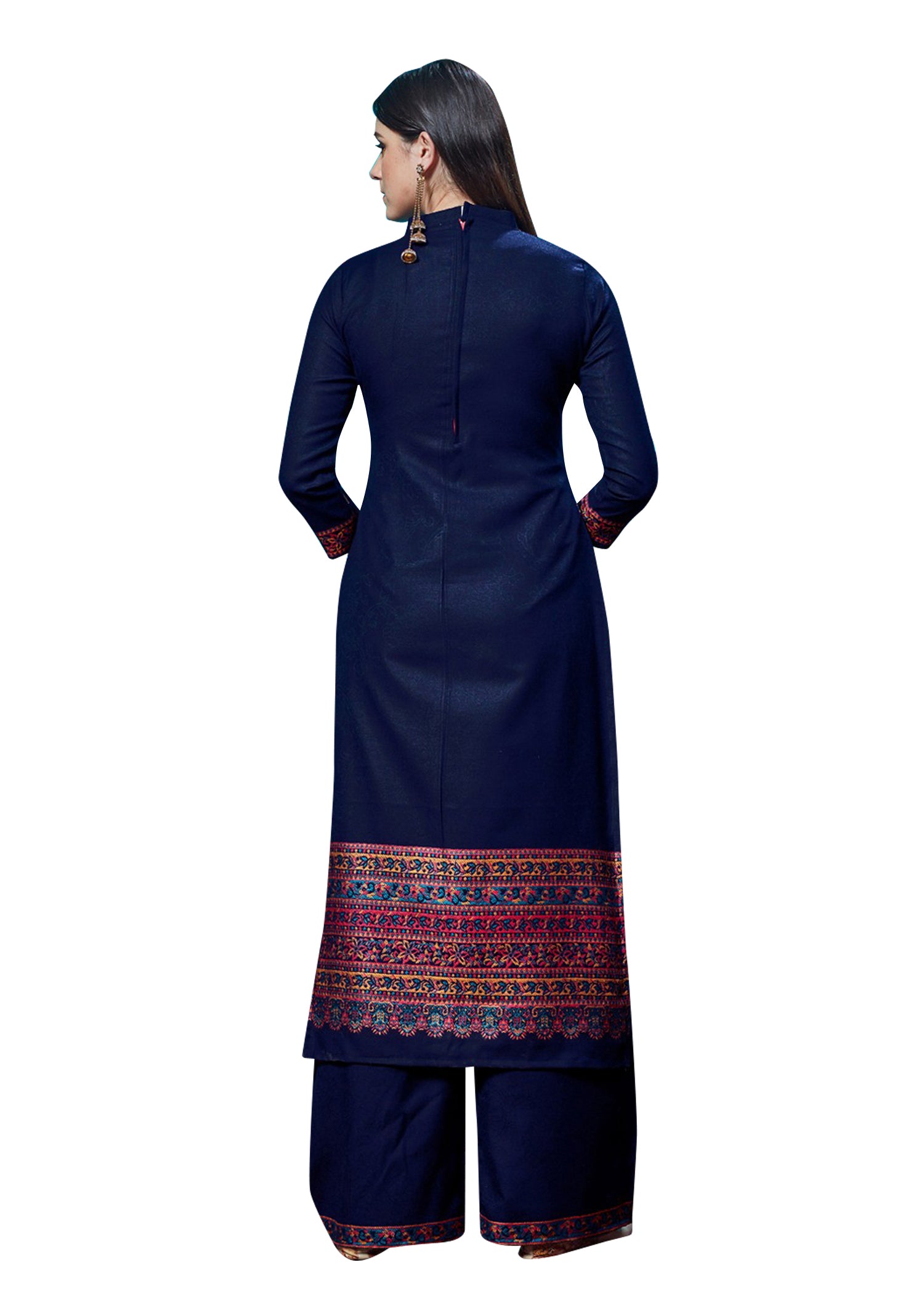 ACRO WOOL NAVY DRESS MATERIAL WITH STOLE