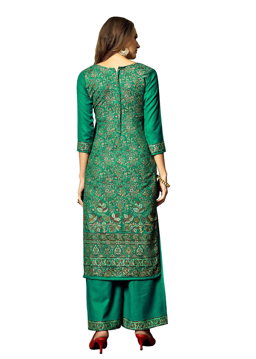 ACRO WOOL GREEN DRESS MATERIAL WITH STOLEEOSS2
