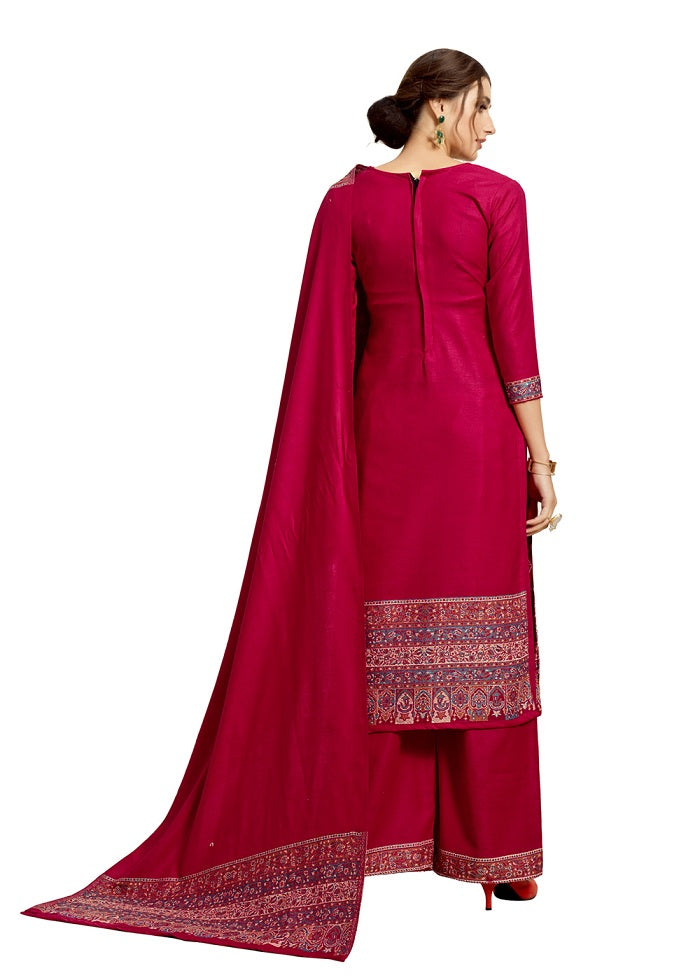 ACRO WOOL MAGENTA DRESS MATERIAL WITH STOLE