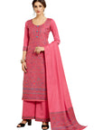 ACRO WOOL PINK DRESS MATERIAL WITH STOLE