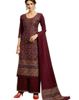 ACRO WOOL MAROON DRESS MATERIAL WITH STOLE