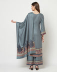 Acro Wool Grey Dress Material with Stole