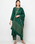 Acro Wool Bottle Green Dress Material with Stole