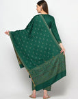 Acro Wool Bottle Green Dress Material with Stole