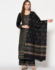 ACRO WOOL BLACK DRESS MATERIAL WITH STOLE