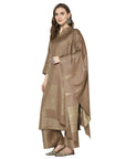 Acro Wool Brown Dress Material with Stole