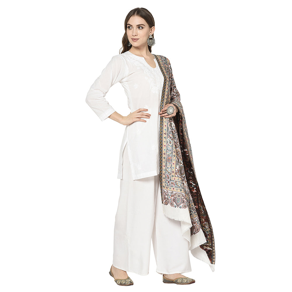 Safaa Viscose Acrylic Fabric Women&#39;s White Shawl
