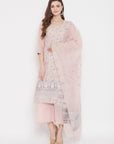 ORGANIC COTTON WOVEN PEACH DRESS MATERIAL WITH DUPATTA