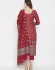 ORGANIC COTTON WOVEN MAROON DRESS MATERIAL WITH DUPATTA