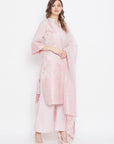 Cotton Silk Zari Woven Pink Dress Material with Dupatta
