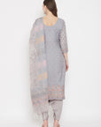 Organic Cotton Woven Grey Dress Material with Dupatta