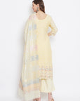 Organic Cotton Woven Lemon Dress Material with Dupatta