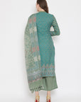 Organic Cotton Woven Pista Dress Material with Dupatta