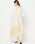 Safaa Women Cotton Woven Chikankari Design Unstitched Dress Material With Chanderi Silk Dupatta