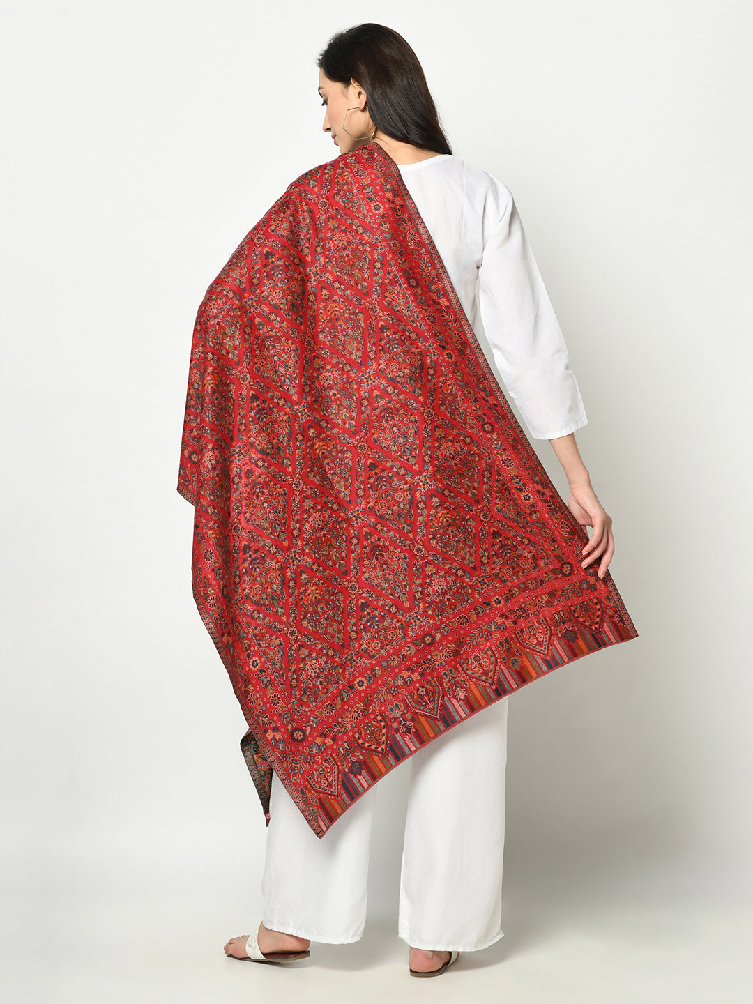 Safaa Viscose Acrylic Fabric Women's Red Stole