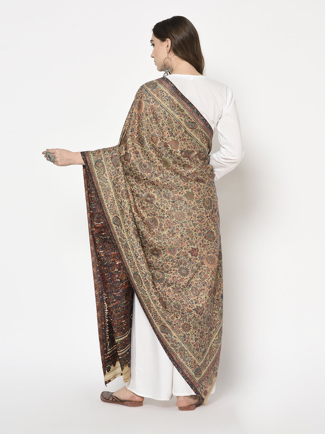 Safaa Viscose Acrylic Fabric Women's Beige Stole