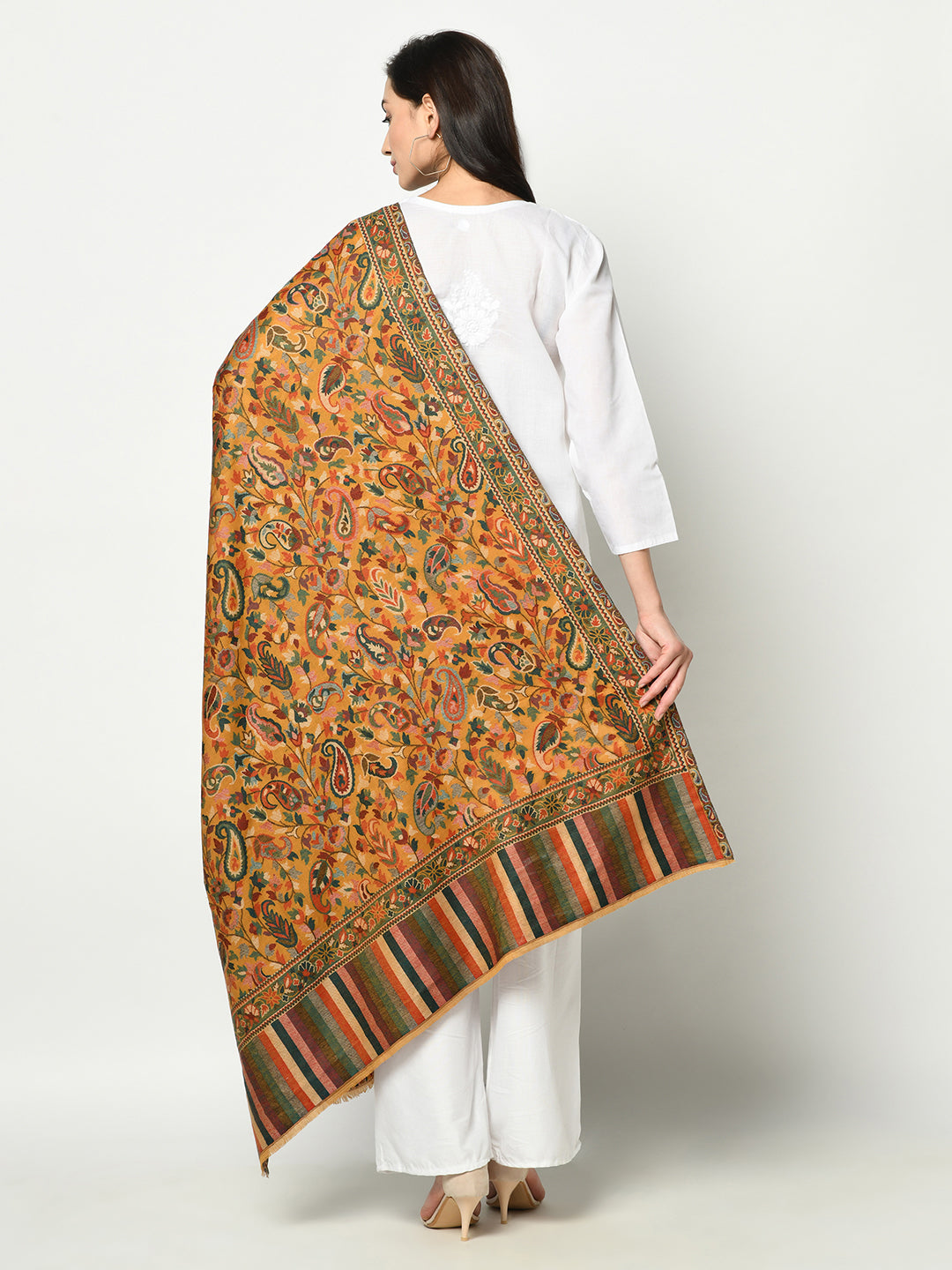 Safaa Viscose Acrylic Fabric Women&#39;s Mustard Stole