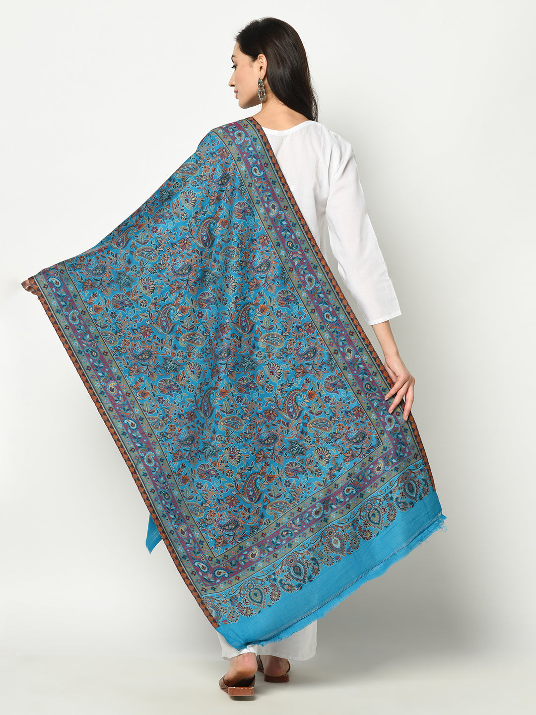 Safaa Viscose Acrylic Fabric Women&#39;s Blue Stole