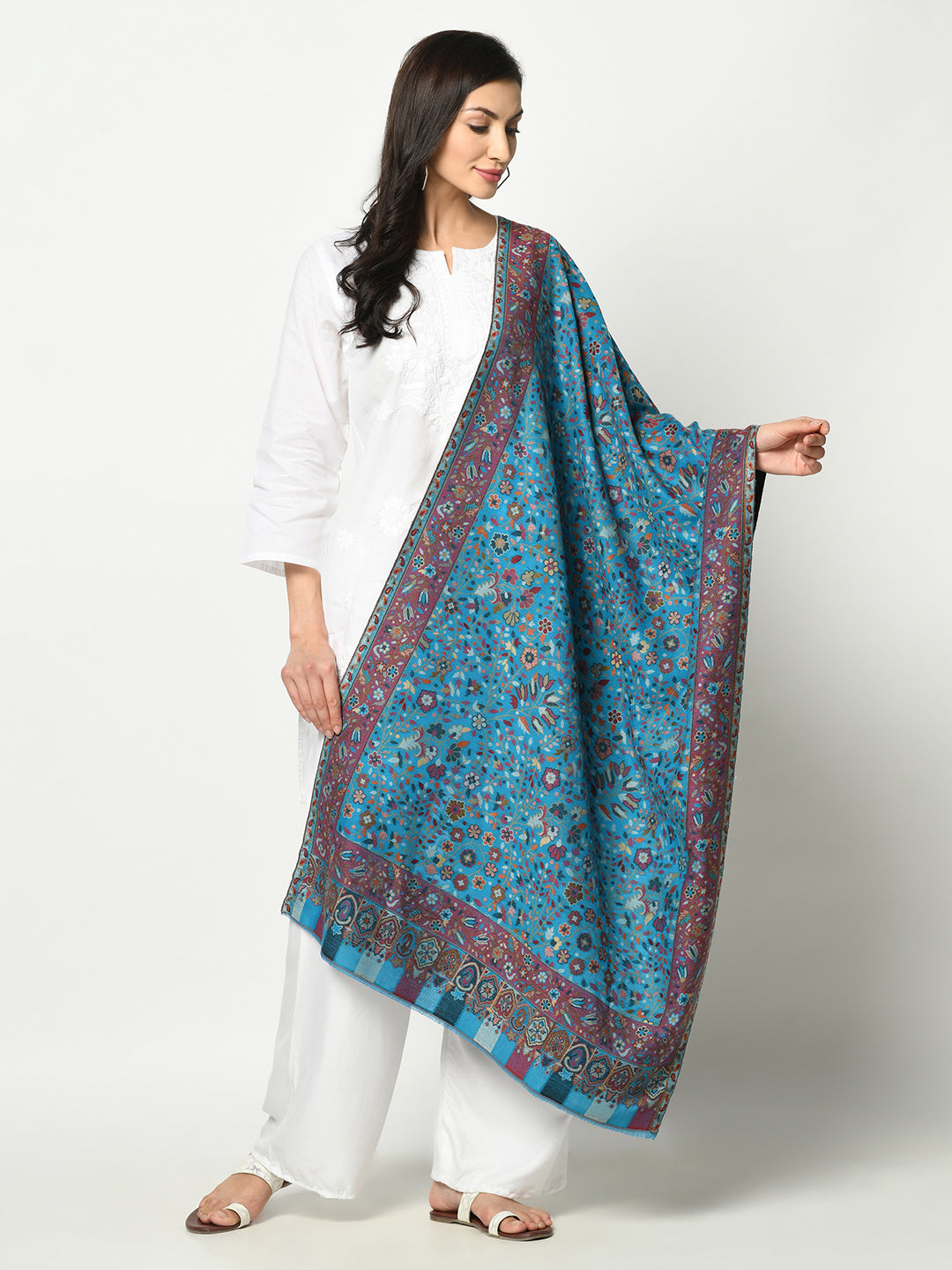 Safaa Viscose Acrylic Fabric Women&#39;s Ferozi Stole