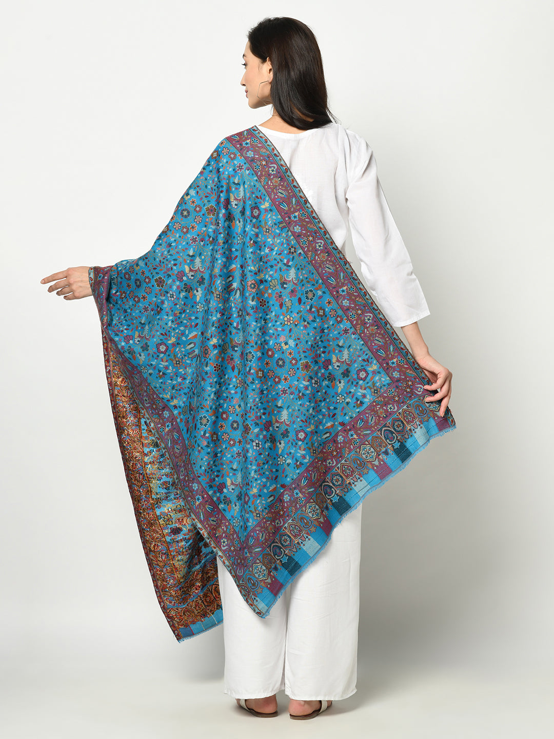 Safaa Viscose Acrylic Fabric Women&#39;s Ferozi Stole