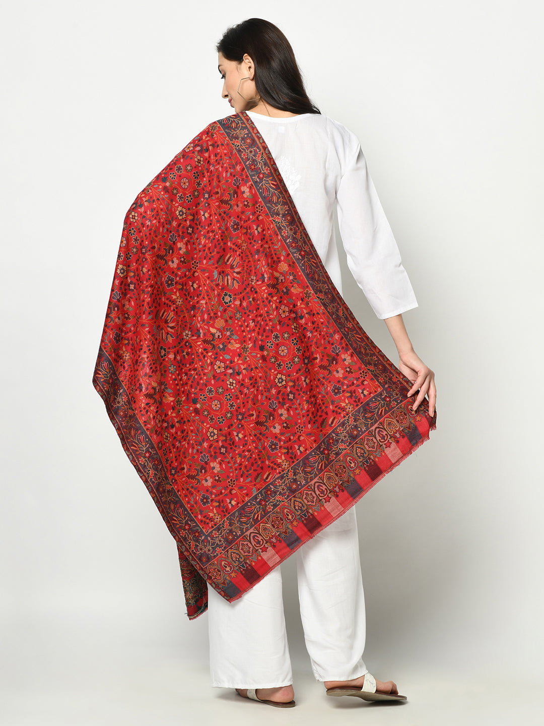 Safaa Viscose Acrylic Fabric Women&#39;s Red Stole