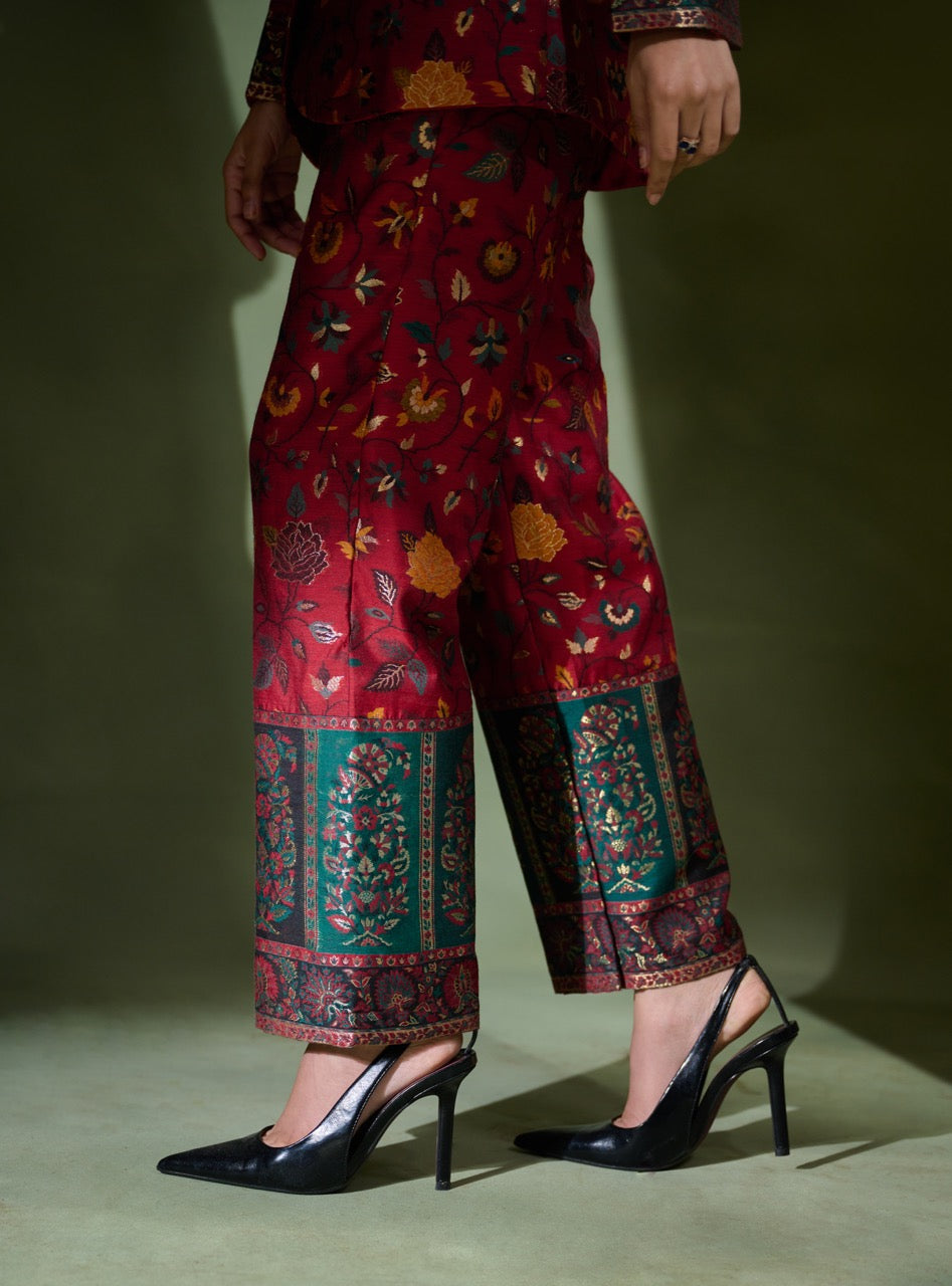 Buy Ariyana Couture Blue Chinese Silk Embroidered Cape Pant Set Online   Aza Fashions